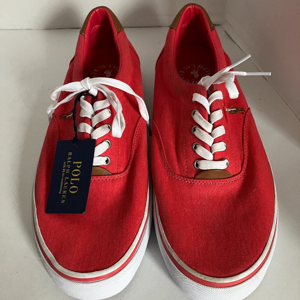 New WTags Polo Ralph Lauren Men’s 12D Thornton Coral Pony Sneakers Tennis Shoes.